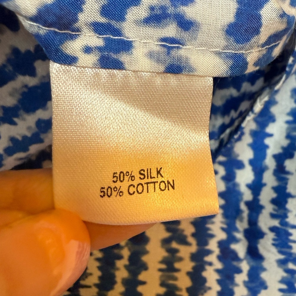 Tucker NYC The Classic Blouse Cobalt Sound Silk Cotton XL NWT - Picture 7 of 10
